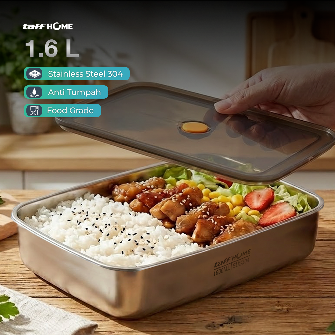 TaffHOME Kotak Makan Lunch Box Multifunction Stainless Steel 304 1600ml - AC-21 Gambar produk TaffHOME Kotak Makan Lunch Box Multifunction Stainless Steel 304 1600ml - AC-21