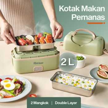 BILLBEAR Kotak Makan Pemanas Elektrik Double Layer Lunch Box 2 Bowl 2L - BE-FH888