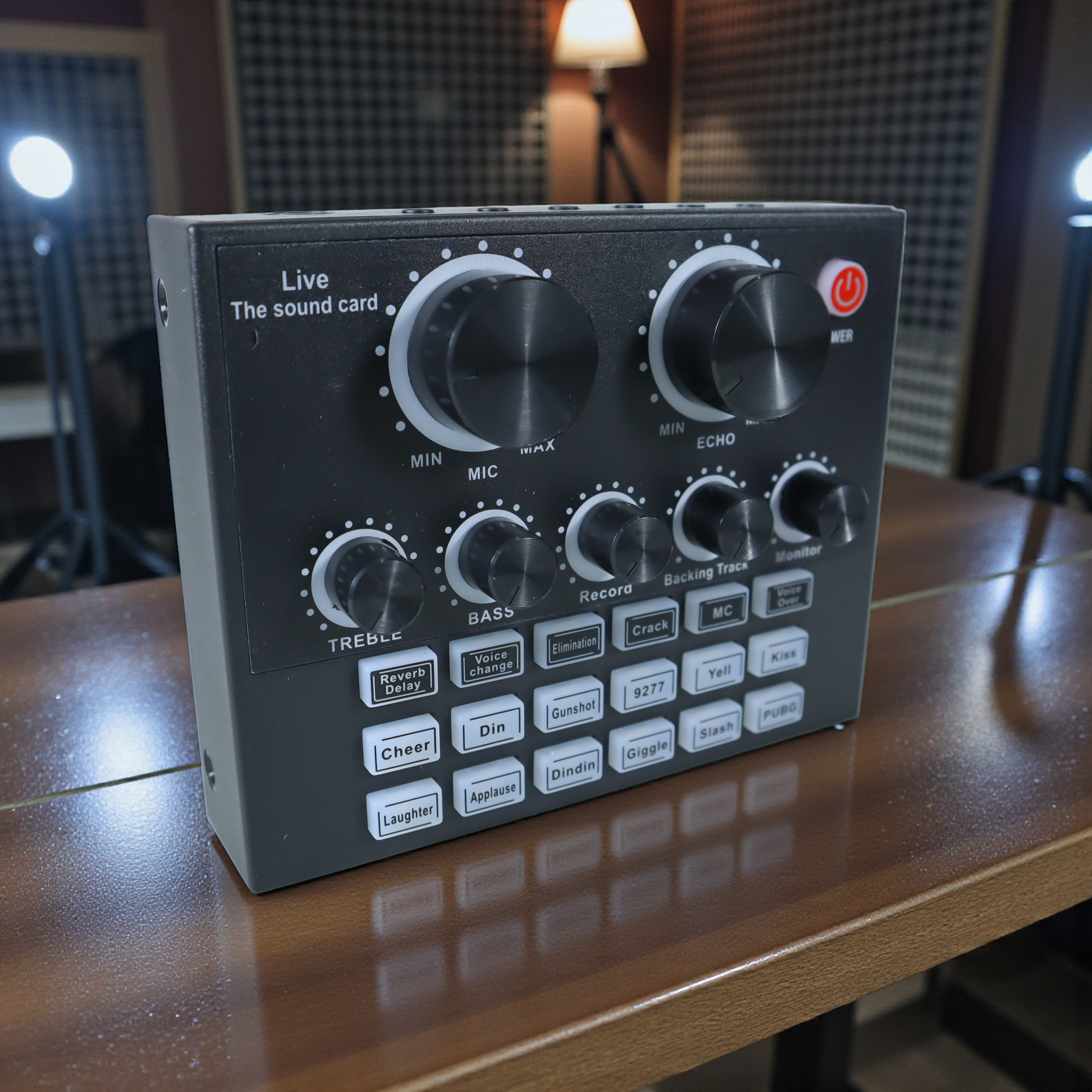 VEG External USB Sound Card Live Karaoke Recording RGB English Version - V8 Gambar produk VEG External USB Sound Card Live Karaoke Recording RGB English Version - V8