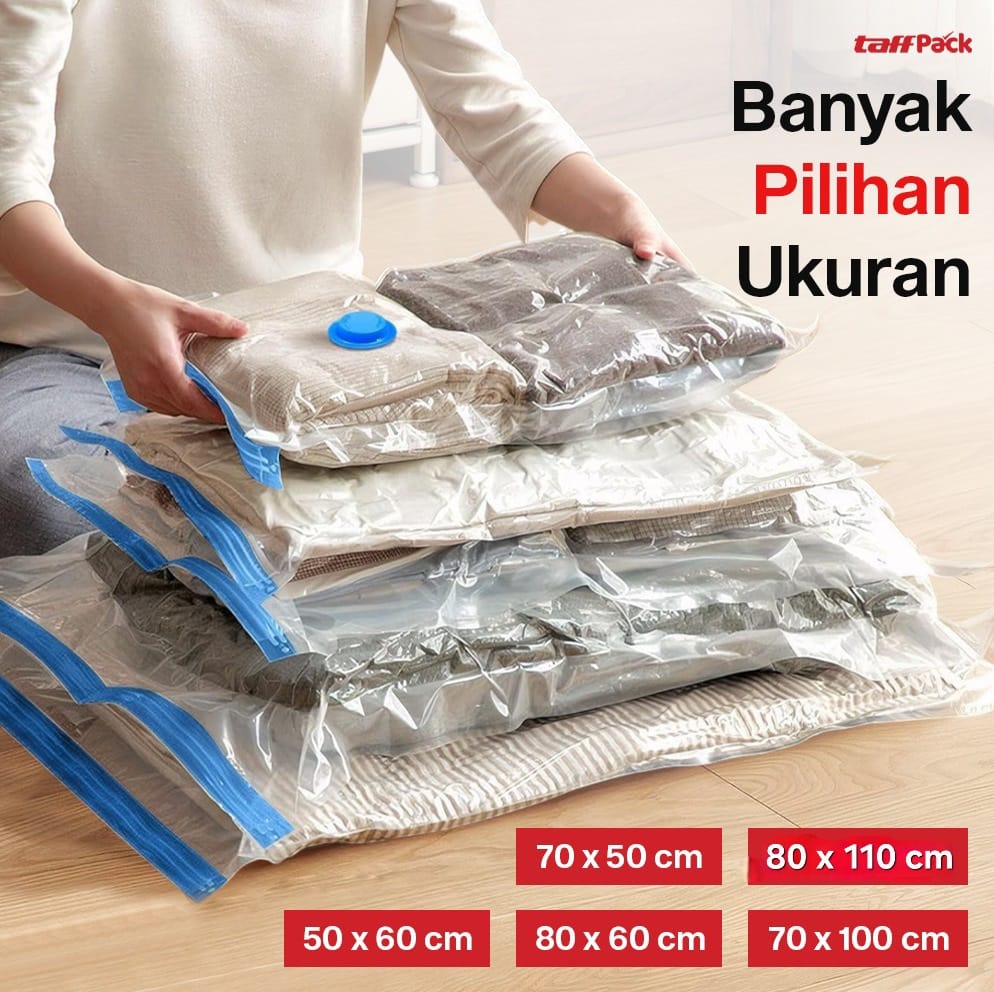 TaffPACK Kantong Plastik Vakum Pakaian Vacuum Compression Bag 1 PCS 80x110cm - YK-1000 Gambar produk TaffPACK Kantong Plastik Vakum Pakaian Vacuum Compression Bag 1 PCS 80x110cm - YK-1000