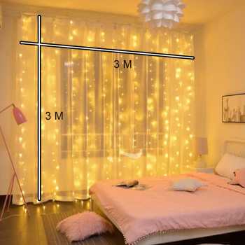 Gambar produk Kaslam Lampu Hias Gorden String Lights Wall Decoration 18W 3x3M 320 LED - S-32