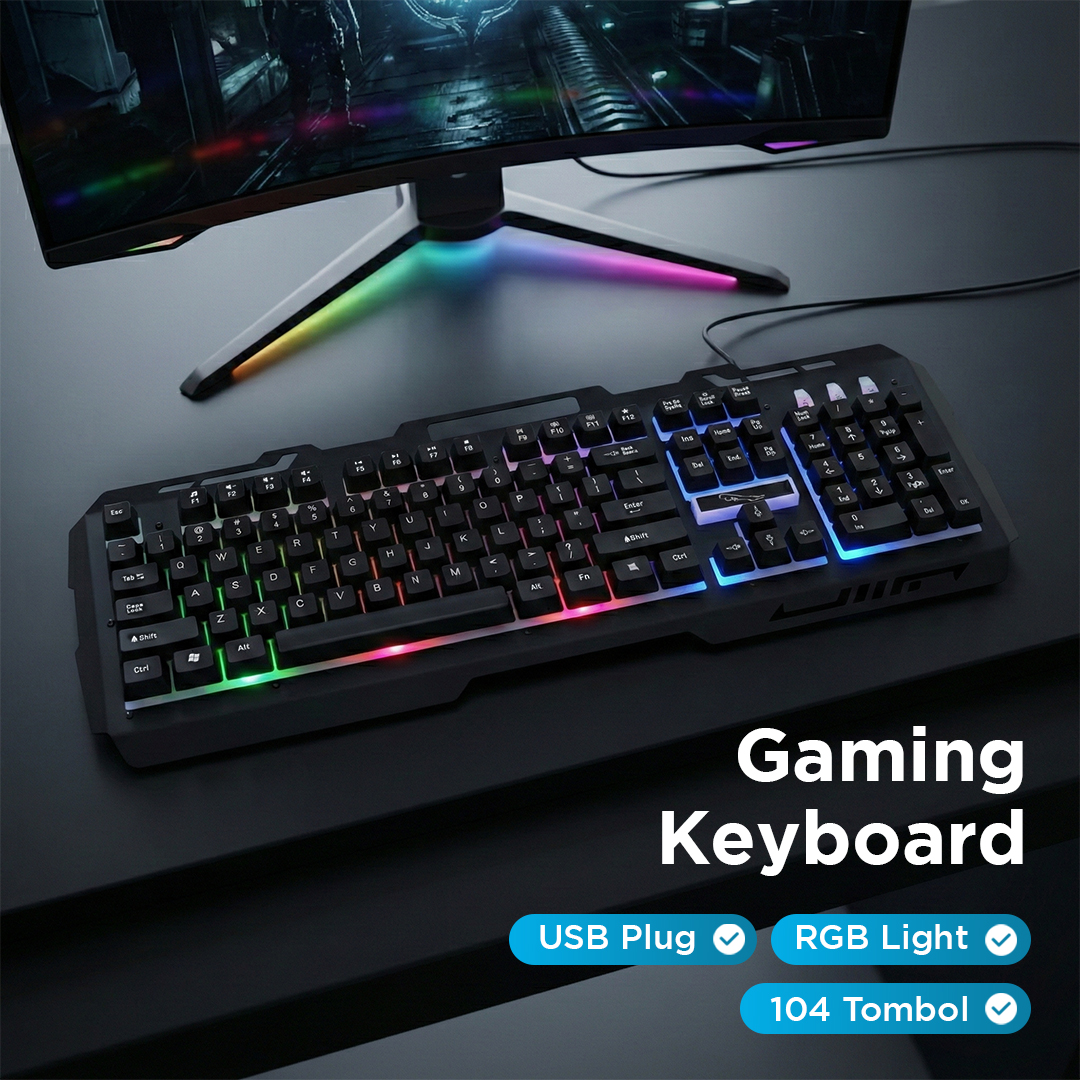 Leopard Gaming Keyboard Wired 104 Switch RGB Backlight - G700 Gambar produk Leopard Gaming Keyboard Wired 104 Switch RGB Backlight - G700