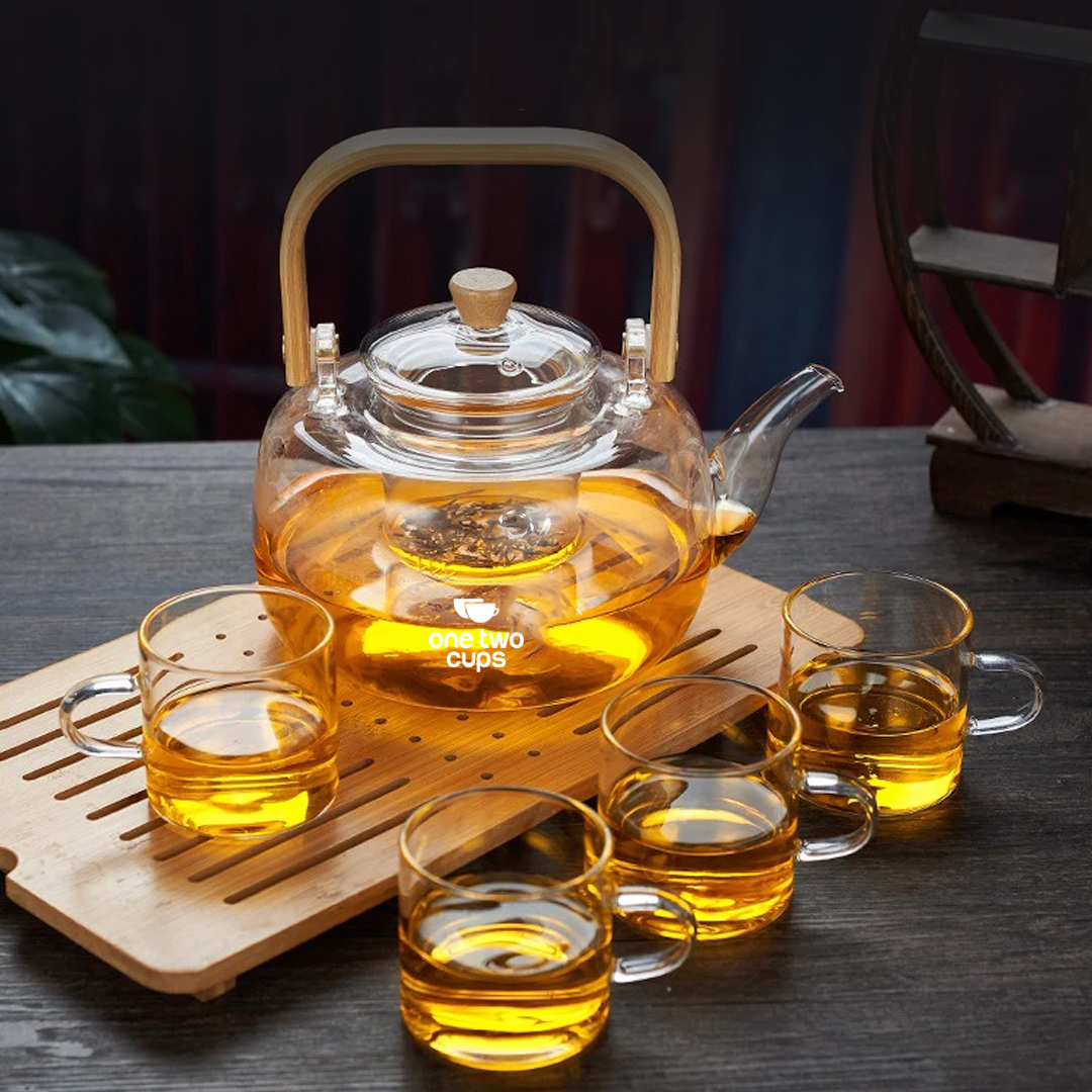 One Two Cups Teko Teh Pitcher Japanese Style Tahan Panas Api Teapot 1000ml - 8CV101 Gambar produk One Two Cups Teko Teh Pitcher Japanese Style Tahan Panas Api Teapot 1000ml - 8CV101