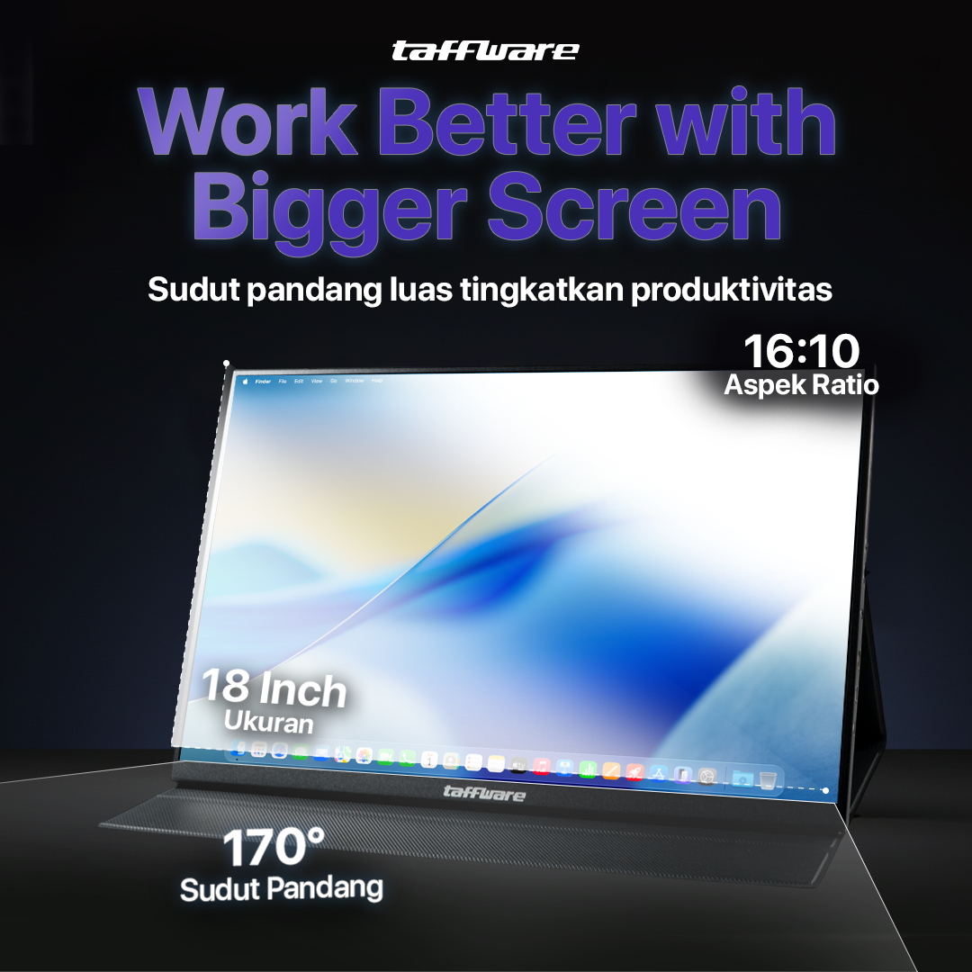 Taffware Portable Monitor 18 Inch IPS FHD 120Hz Type C Mini HDMI - PP120HZ Gambar produk Taffware Portable Monitor 18 Inch IPS FHD 120Hz Type C Mini HDMI - PP120HZ