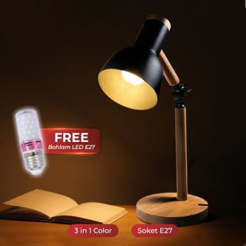 Gambar produk TaffLED Lampu Meja Belajar LED Model Nordic Wooden Art 12W 3in1 Color - PK407