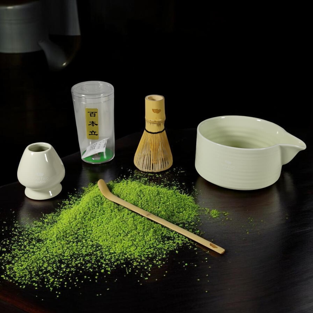 One Two Cups Matcha Set Chawan Chasen Stand Chashaku Ceramic 500ml - CZ2 Gambar produk One Two Cups Matcha Set Chawan Chasen Stand Chashaku Ceramic 500ml - CZ2