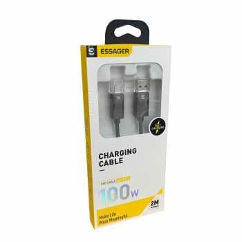Gambar produk ESSAGER Kabel Data USB Type C PD Fast Charging Braided 7A 100W 2M - ES-X75