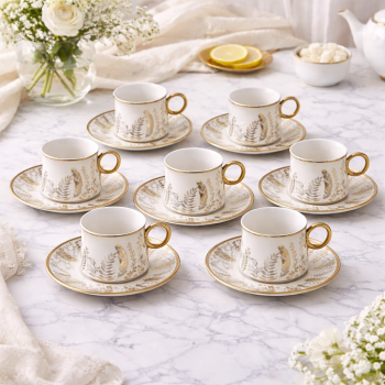 ONLYJIA Set Cangkir Kopi Keramik 6in1 Plated Pattern Coffee Cup 180ml - DW335