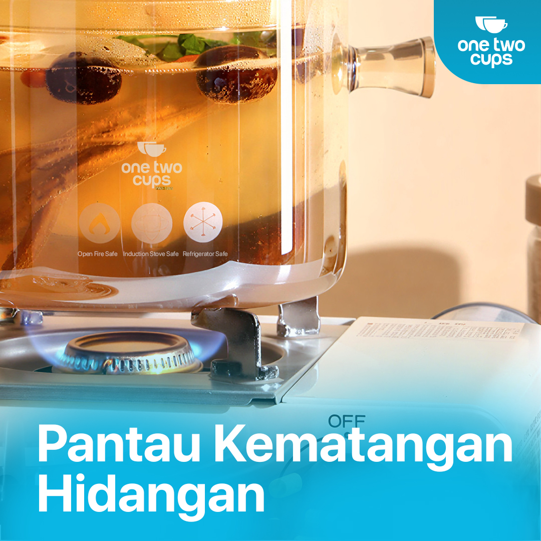 One Two Cups Panci Kaca Glass Cooking Pot Borosilicate Tahan Panas Api 15cm - YWJ-1265 Gambar produk One Two Cups Panci Kaca Glass Cooking Pot Borosilicate Tahan Panas Api 15cm - YWJ-1265
