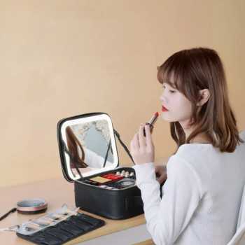 NICELAND Tas Kosmestik Kaca Mirror Make Up Travel Organizer 26x23x12cm - NL-10