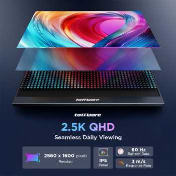 Gambar produk Taffware Portable Monitor 16 Inch IPS QHD 2.5K 60Hz Type C Mini HDMI - 1600XTS