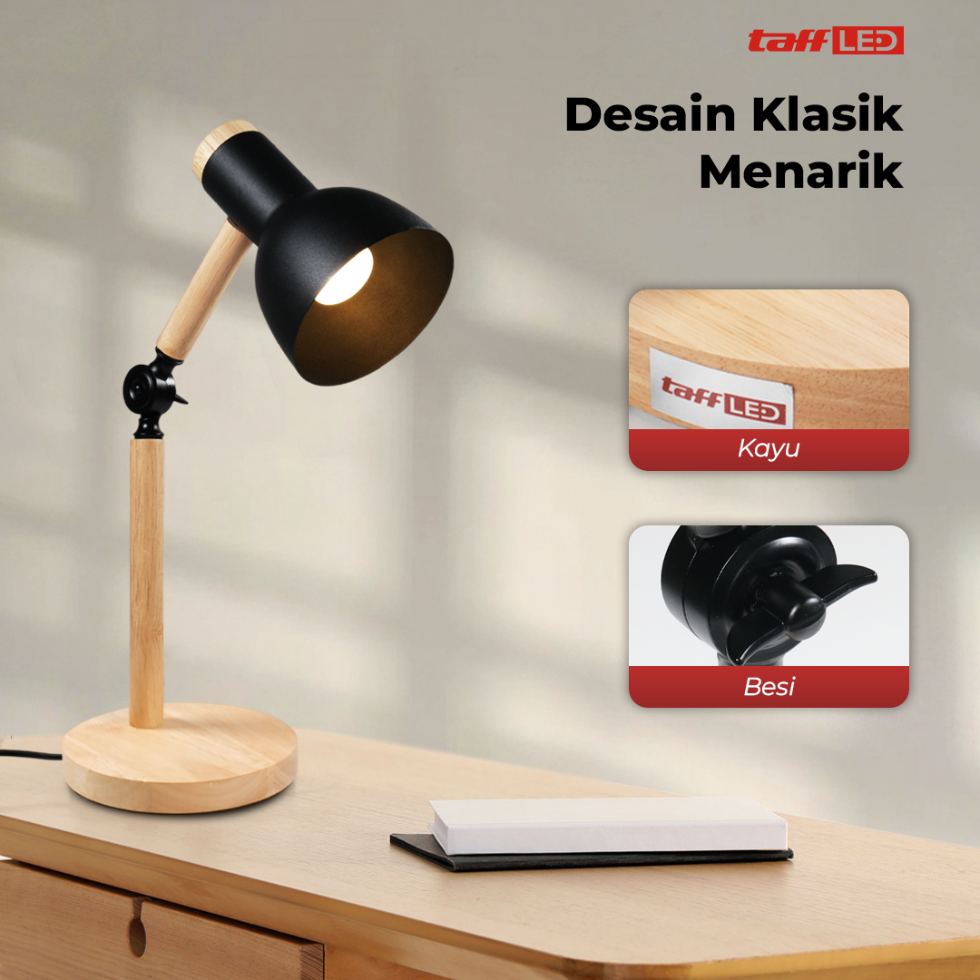 Gambar produk TaffLED Lampu Meja Belajar LED Model Nordic Wooden Art 12W 3in1 Color - PK407