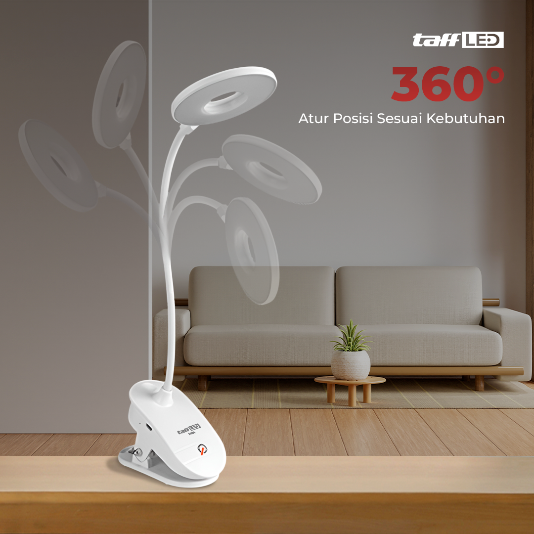 TaffLED Lampu Baca LED Clip Circle Adjustable Cool White 2W - 8102E Gambar produk TaffLED Lampu Baca LED Clip Circle Adjustable Cool White 2W - 8102E