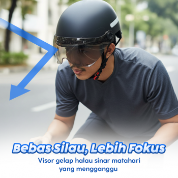 Gambar produk SPORT BIBU Helm Sepeda Skuter Motor Retro Vintage Half Face With Visor - U20
