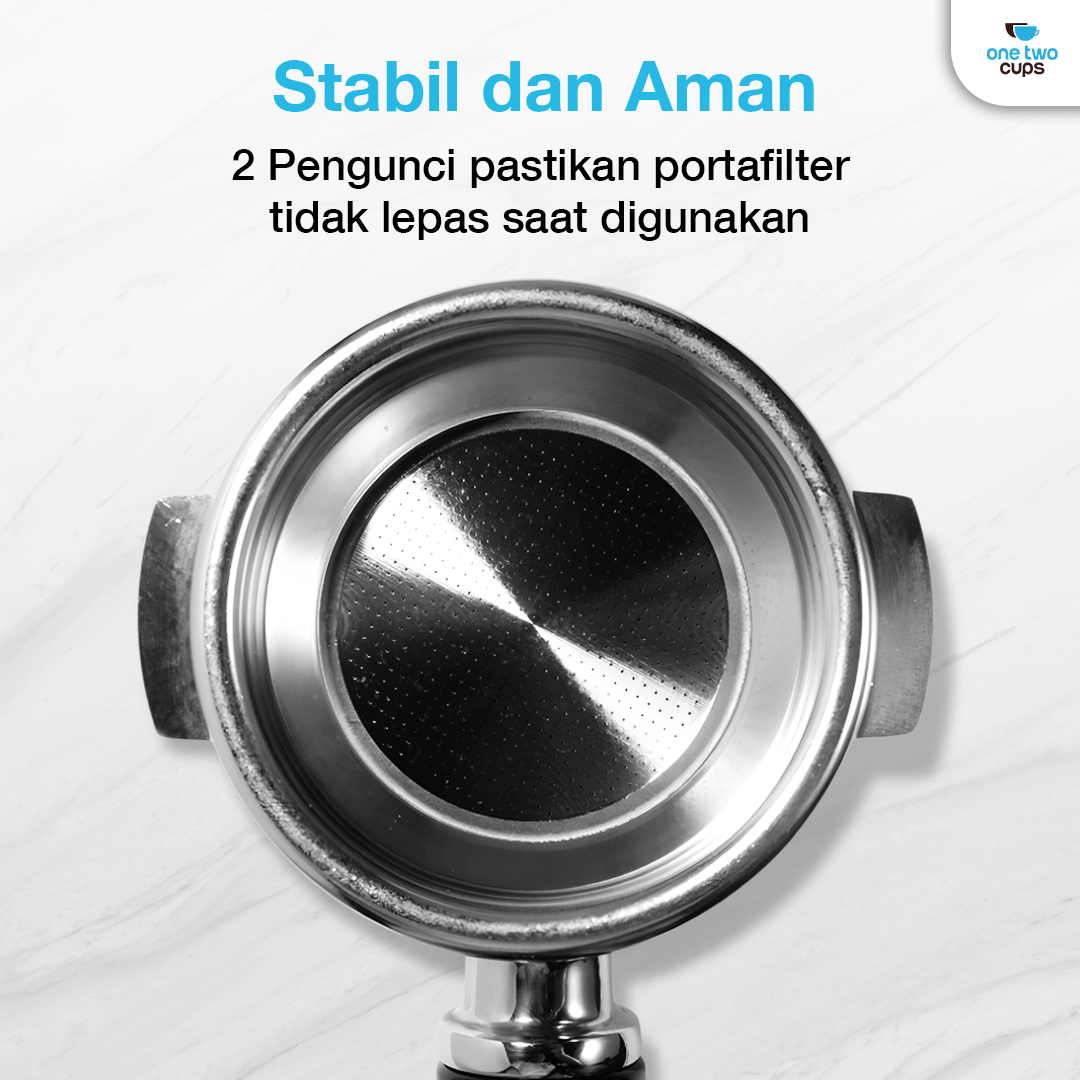 Gambar produk One Two Cups Portafilter Double Spout Stainless Steel 58mm Plastik - AL304