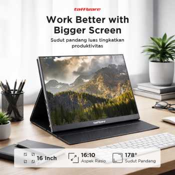Gambar produk Taffware Portable Monitor 16 Inch IPS QHD 2.5K 60Hz Type C Mini HDMI - 1600XTS