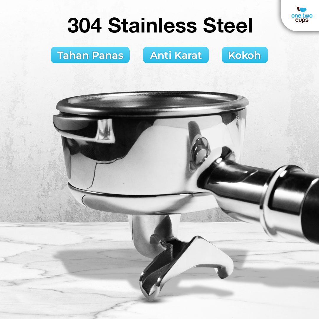 Gambar produk One Two Cups Non Pressurized Portafilter E61 Stainless Steel 58mm Kayu - CHA304