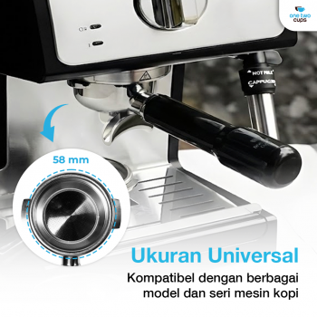 Gambar produk One Two Cups Portafilter Double Spout Stainless Steel 58mm Plastik - AL304