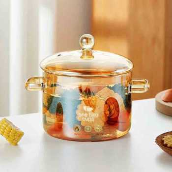 Gambar produk One Two Cups Panci Kaca Glass Cooking Pot Borosilicate Tahan Panas Api 15cm - YWJ-1265