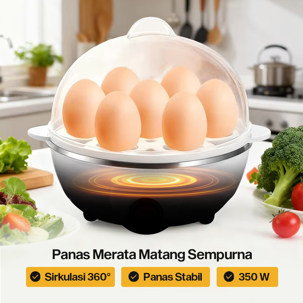 BONIN Alat Rebus Telur Elektrik Mini 7 Slot Egg Steamer 220V 350W - BN-10 Gambar produk BONIN Alat Rebus Telur Elektrik Mini 7 Slot Egg Steamer 220V 350W - BN-10
