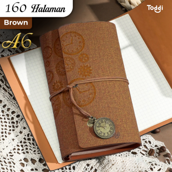 Toddi Buku Jurnal Binder Leather Notebook A6 160 Page Grid Blank Line - T680