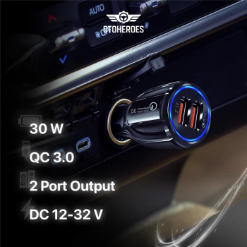 Gambar produk OTOHEROES Car Charger Mobil Fast Charging QC 3.0 Dual USB Port 3.1A - DC-681