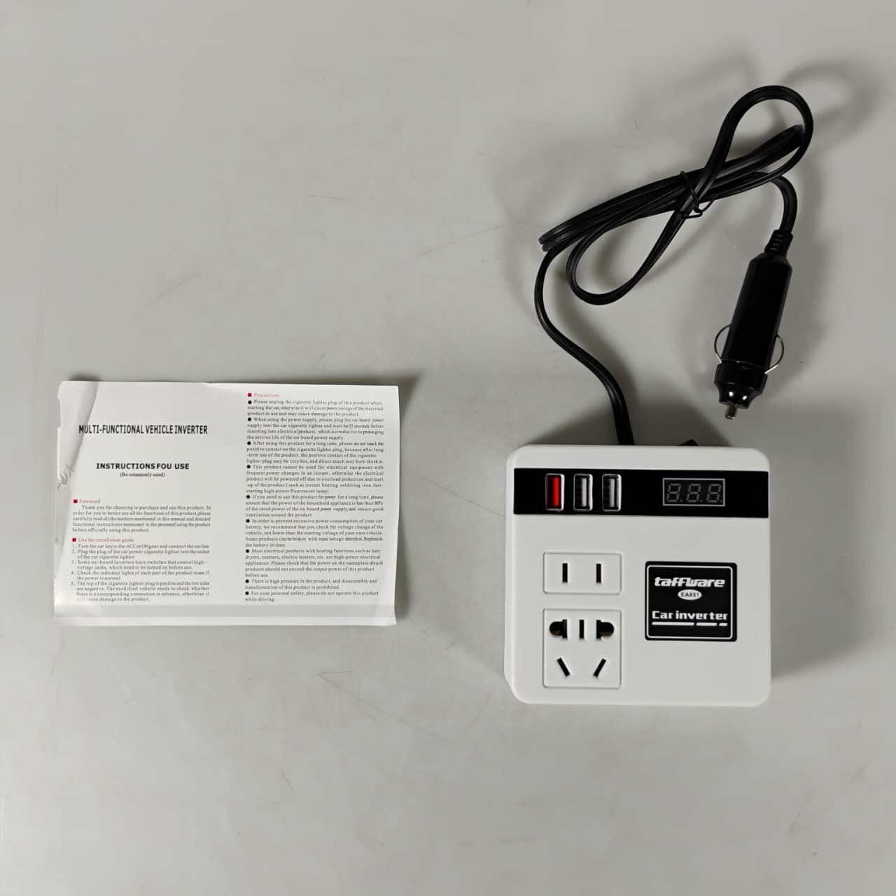 Taffware Car Power Inverter DC to DC 12/24V to 110/220V 100W - EA851 Gambar produk Taffware Car Power Inverter DC to DC 12/24V to 110/220V 100W - EA851