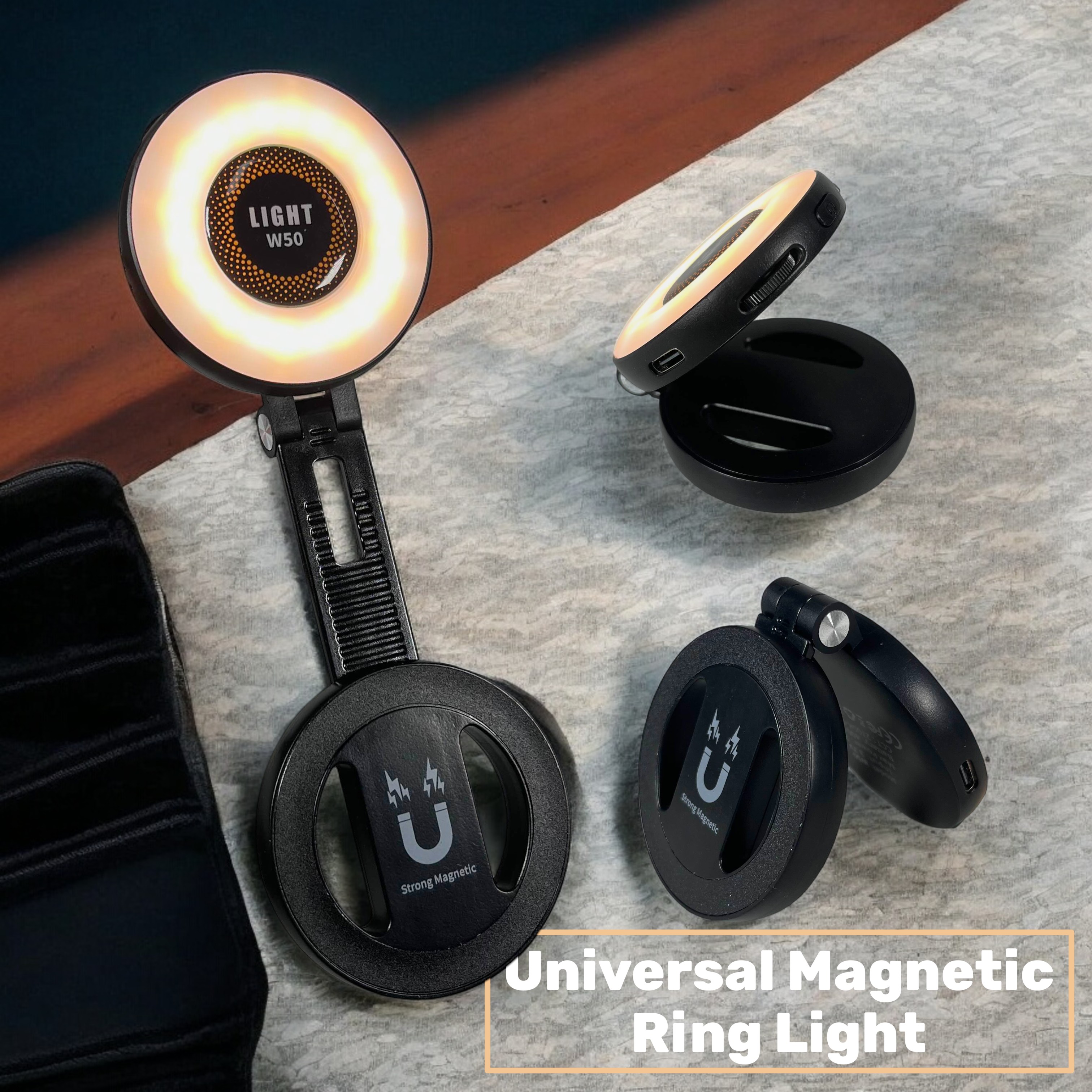 CRYLUX Ring Light LED Magnetic 3in1 Color Flip Design 400mAh 2W - W50 Gambar produk CRYLUX Ring Light LED Magnetic 3in1 Color Flip Design 400mAh 2W - W50