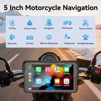 VENBES Head Unit Motor CarPlay Motorcycle Touch Screen IPS 5 Inch IPX7 - M500