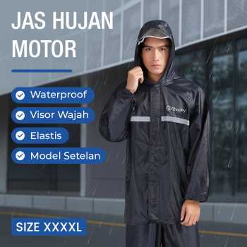 Rhodey Pole Jas Hujan Setelan Motor Hoodie Visor Raincoat Waterproof - T1