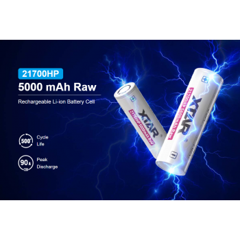 XTAR Baterai Rechargable 21700HP Flat Top RAW 5000mAh 3.6V 35A 1 PCS