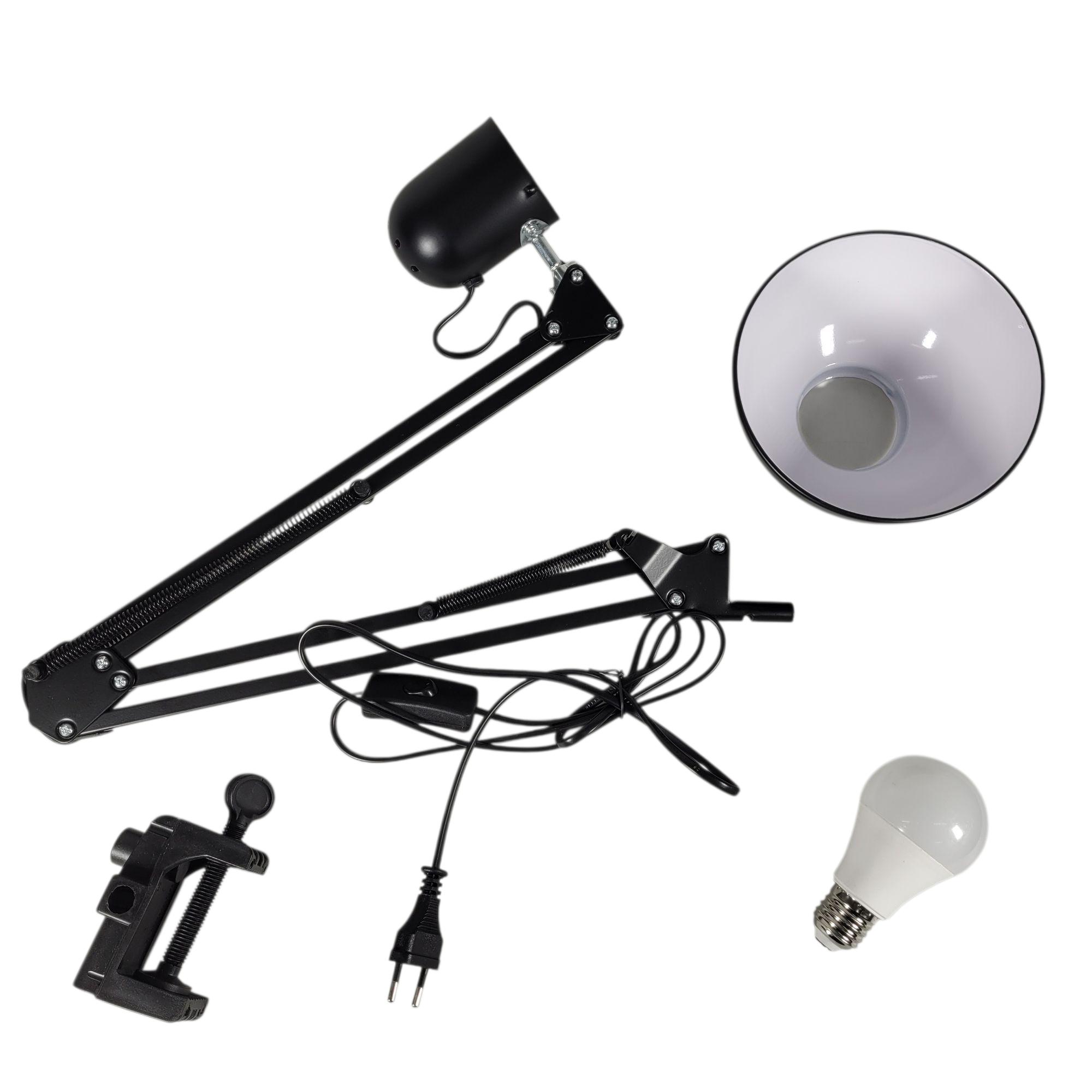 GOTP Holder Lampu Meja Belajar LED Bracket Adjustable Clamp E27 260V - GOT-27 Gambar produk GOTP Holder Lampu Meja Belajar LED Bracket Adjustable Clamp E27 260V - GOT-27