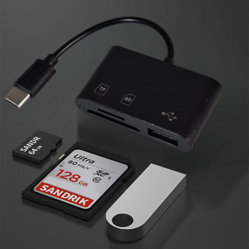 Gambar produk LASO Card Reader 3in1 USB Type C OTG SD TF Multifungsi High Speed - AT4