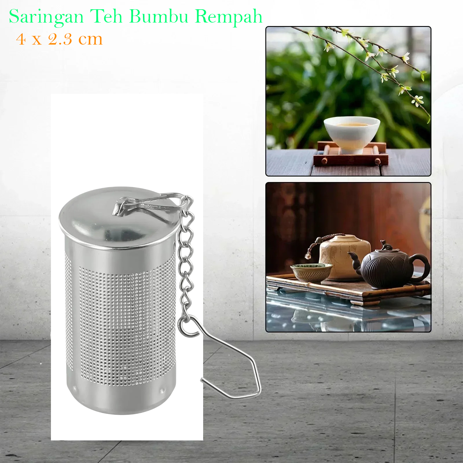 Gambar produk TINGKE Saringan Teh Bumbu Rempah Stainless Steel Reusable Filter 4x2.3cm - TK304