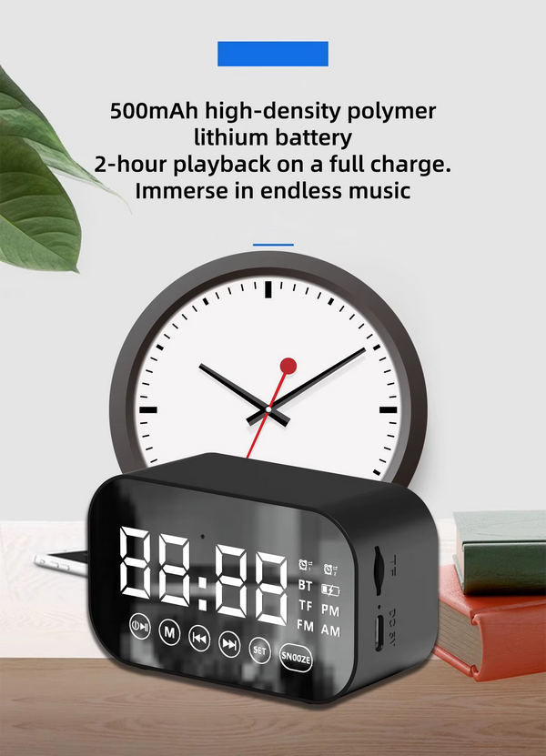 ZIKY Wireless Bluetooth Speaker Alarm Clock Mini TF/FM Radio 500mAh - G60 Gambar produk ZIKY Wireless Bluetooth Speaker Alarm Clock Mini TF/FM Radio 500mAh - G60