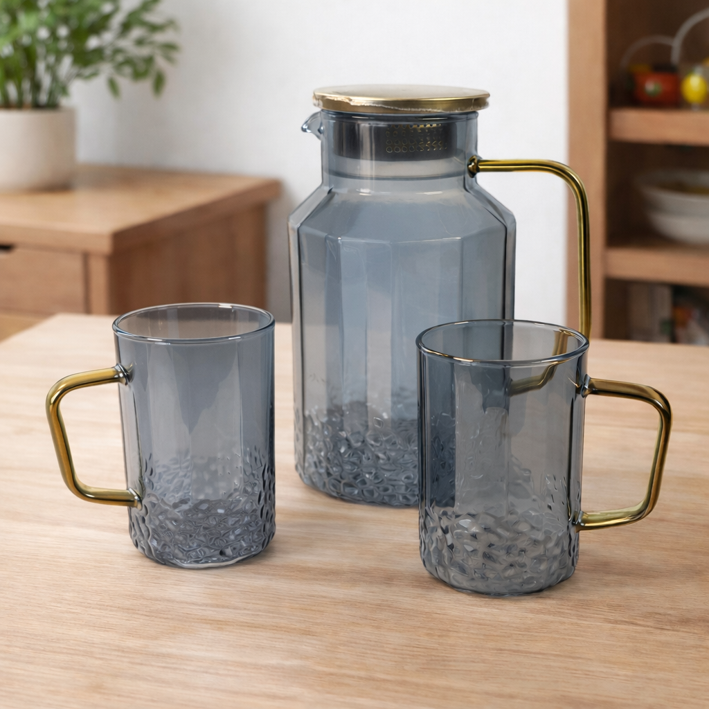 BOUSSAC Set Teko Cangkir Kaca Kopi Teh 1 Pitcher 2 Cups Aesthetic 1.8L - BSS18 Gambar produk BOUSSAC Set Teko Cangkir Kaca Kopi Teh 1 Pitcher 2 Cups Aesthetic 1.8L - BSS18