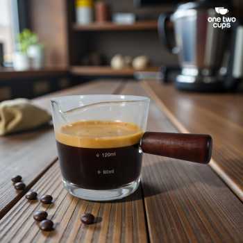 One Two Cups Gelas Takar Kopi Espresso Shot Wooden Handle 180ml - MK-18
