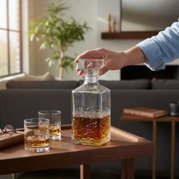 ALISWINE Whisky Decanter Glass Bottle Liquor Scotch Luxury 950ml - AL95