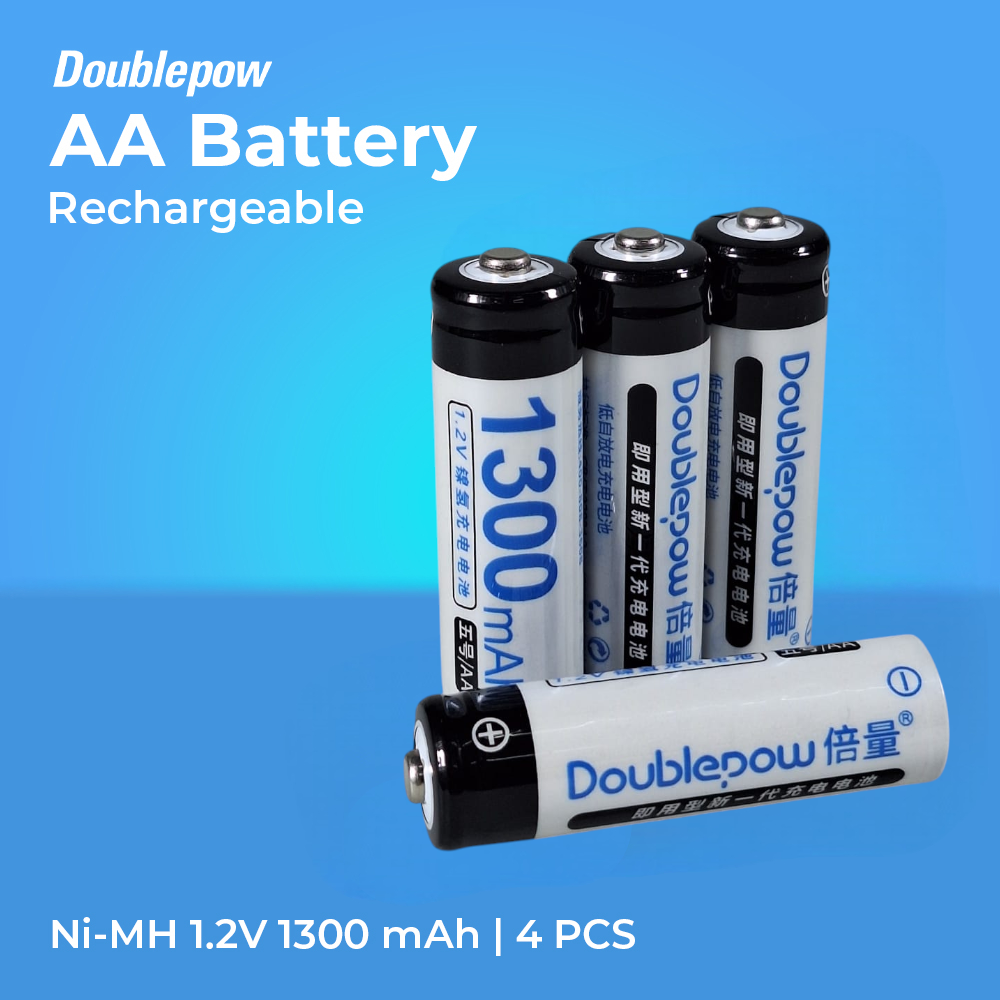 Doublepow Baterai Rechargeable AA Ni-MH 1.2V 1300mAh 4 PCS - DP-AA780 Gambar produk Doublepow Baterai Rechargeable AA Ni-MH 1.2V 1300mAh 4 PCS - DP-AA780