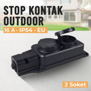 Taffware Stop Kontak Outdoor Terminal Anti Air IP54 16A 250V EU - T36