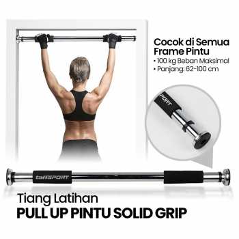 Gambar produk TaffSPORT Tiang Latihan Pull Up Pintu Door Gym Bar Solid Grip 62-100cm - HW139501