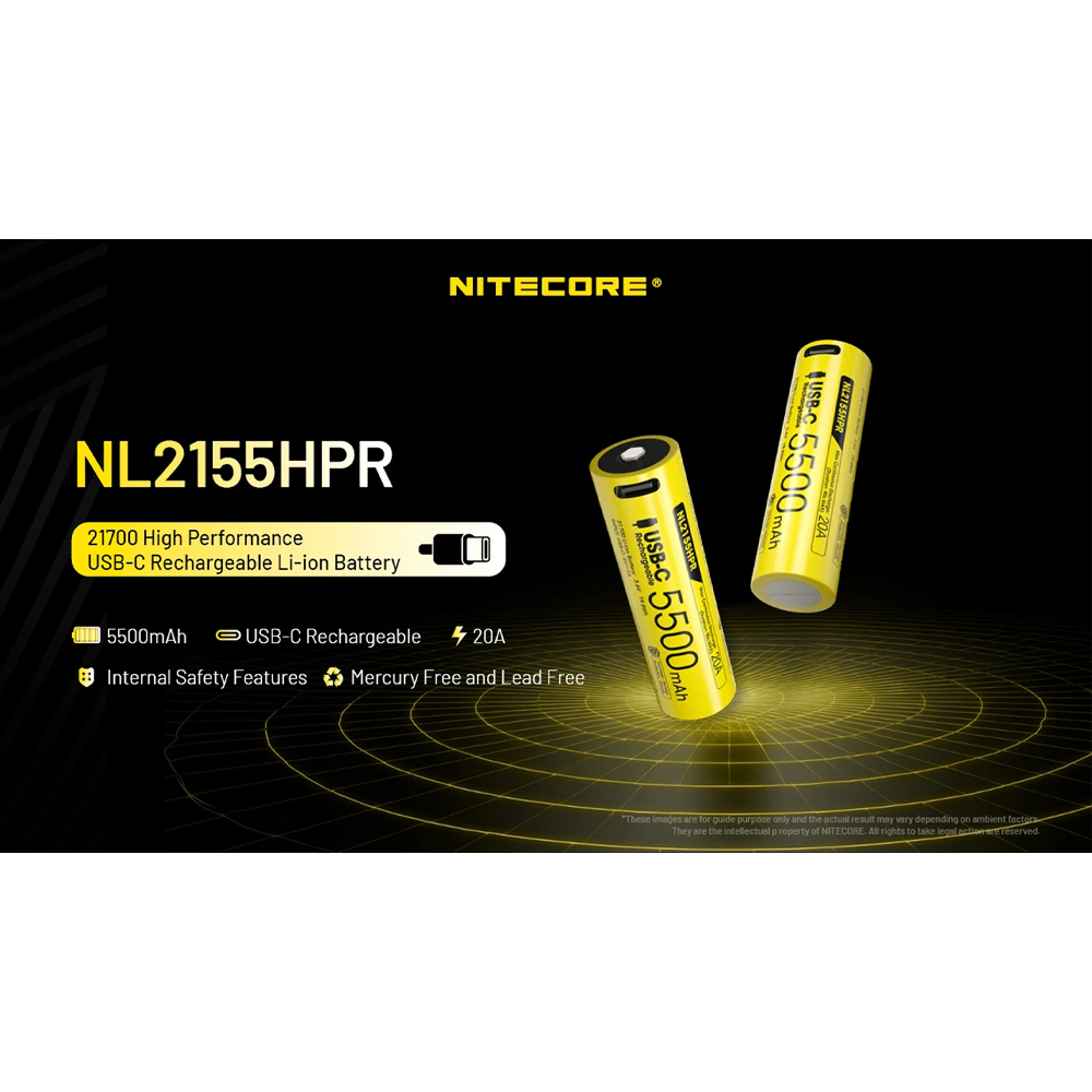NITECORE Baterai Rechargeable 21700 3.6V 20A 5500mAh 1 PCS - NL2155HPR Gambar produk NITECORE Baterai Rechargeable 21700 3.6V 20A 5500mAh 1 PCS - NL2155HPR