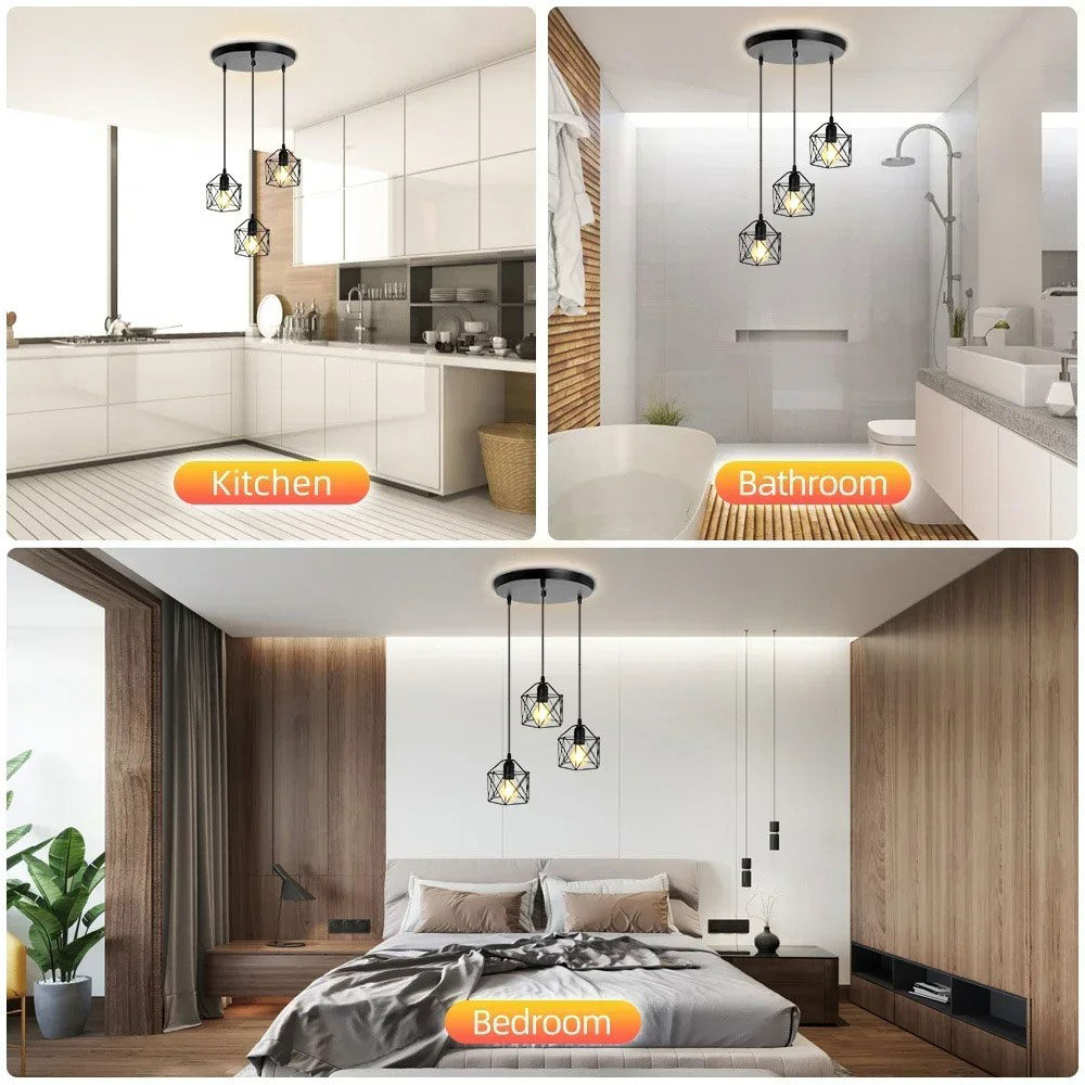 Depuley Lampu Gantung Vintage Pendant Light Adjustable Iron E27 - DE27 Gambar produk Depuley Lampu Gantung Vintage Pendant Light Adjustable Iron E27 - DE27