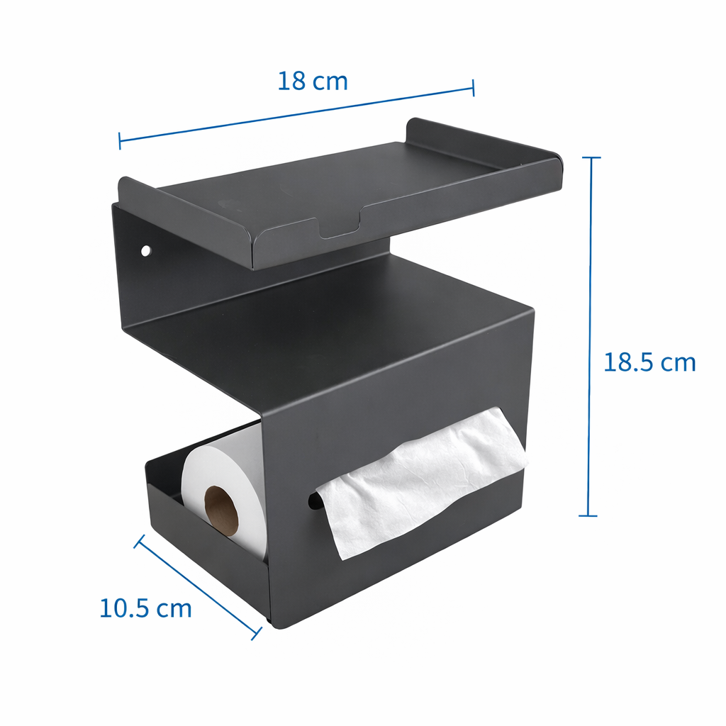 HOUSEEN Tempat Tisu Toilet Stainless Steel 3 Layer Wall Mounted - H230 Gambar produk HOUSEEN Tempat Tisu Toilet Stainless Steel 3 Layer Wall Mounted - H230
