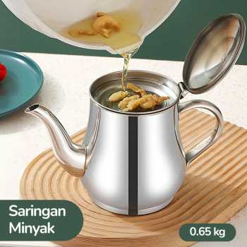 KitchenWare Tempat Saringan Minyak Oil Strainer Pot Stainless Steel - ABH2