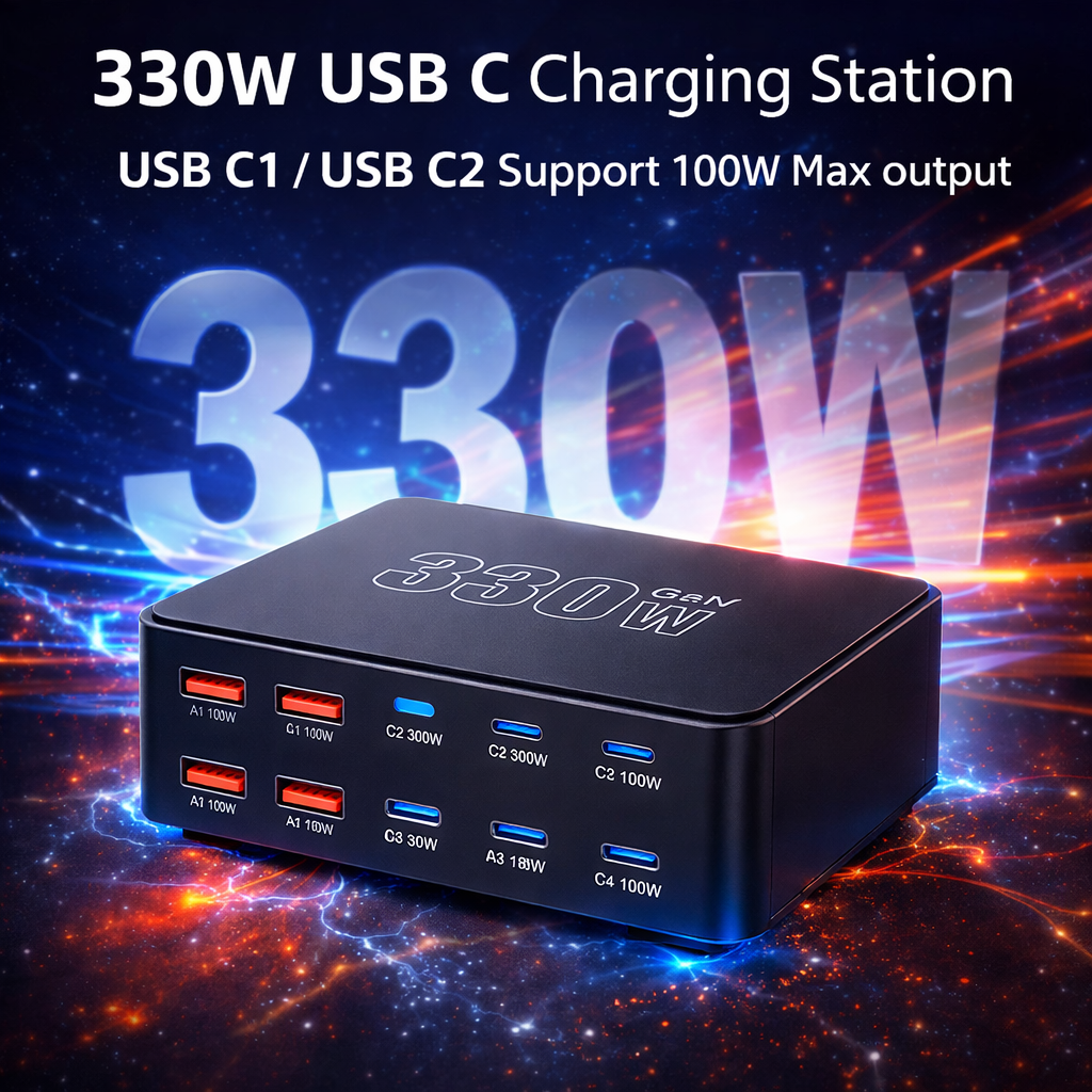 IHDAPP Charger Station Portable Fast Charging USB Type C 10 Port 330W - YFY-330C Gambar produk IHDAPP Charger Station Portable Fast Charging USB Type C 10 Port 330W - YFY-330C