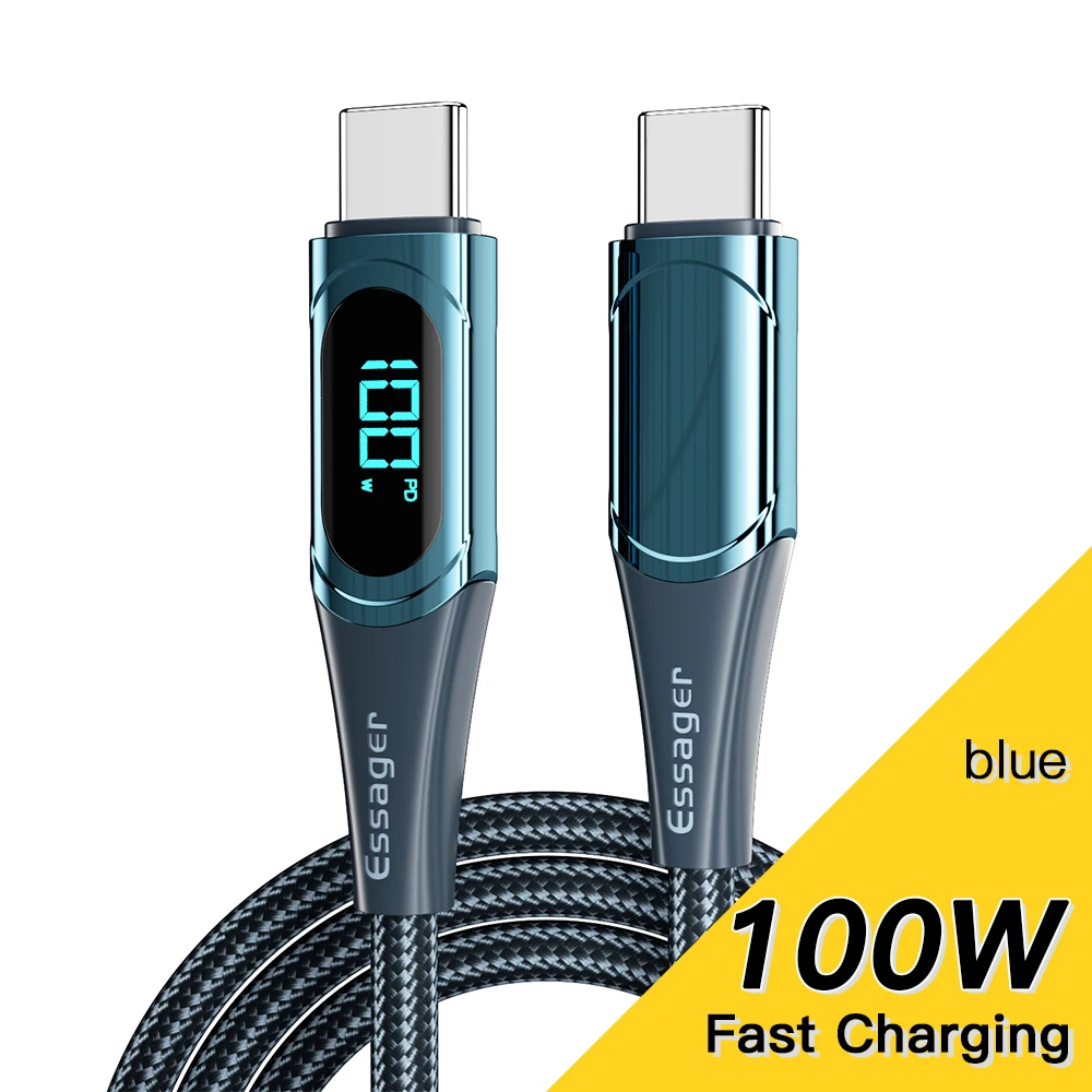 ESSAGER Kabel Data Type C to Type C PD Fast Charging LED Display 100W 2M - ES-X15 Gambar produk ESSAGER Kabel Data Type C to Type C PD Fast Charging LED Display 100W 2M - ES-X15