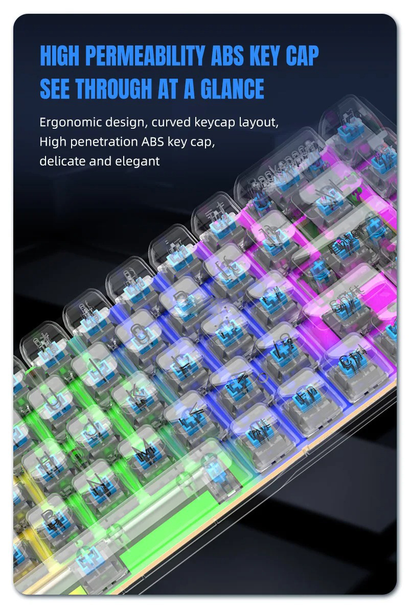 ZYOLANG Keyboard Gaming Wired Mechanical Blue Switches 68 Keys - K60 Gambar produk ZYOLANG Keyboard Gaming Wired Mechanical Blue Switches 68 Keys - K60