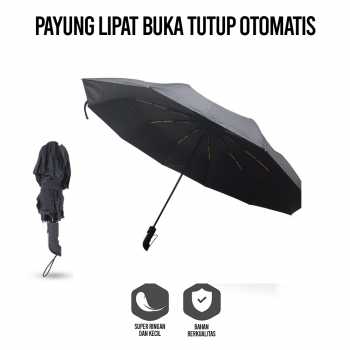 Payung Lipat Buka Tutup Otomatis Polos Windproof 10 Bone 1M - CJZ13