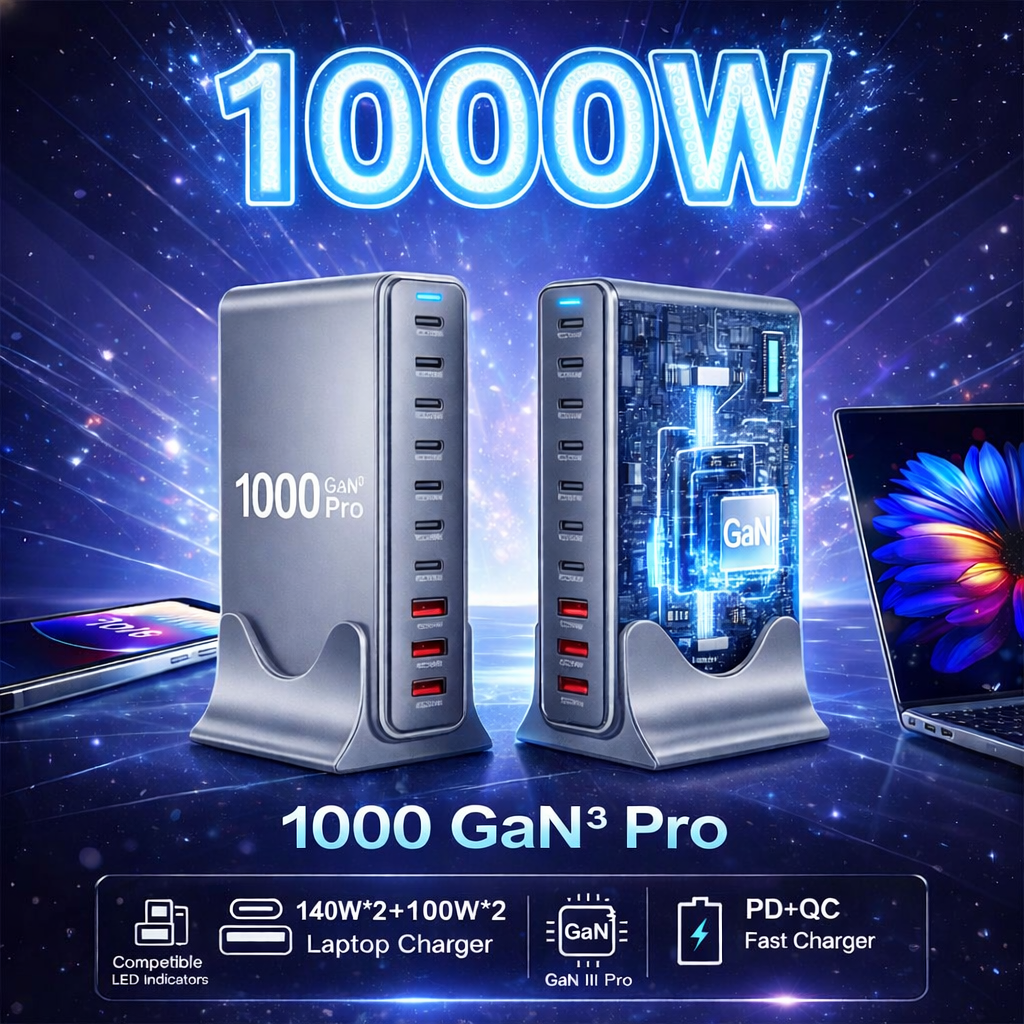 Gambar produk STONEGO Charger Station Fast Charging 10 Port USB Type C GaN3 1000W - YMX-1000W